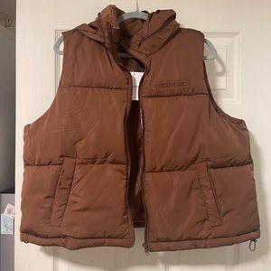 Brown Cropped Puffer Vest